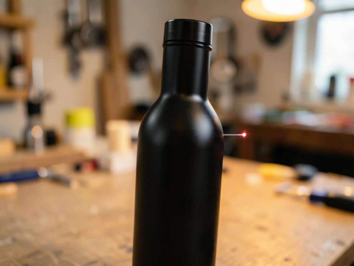 Personalização por gravação a laser em garrafa metálica